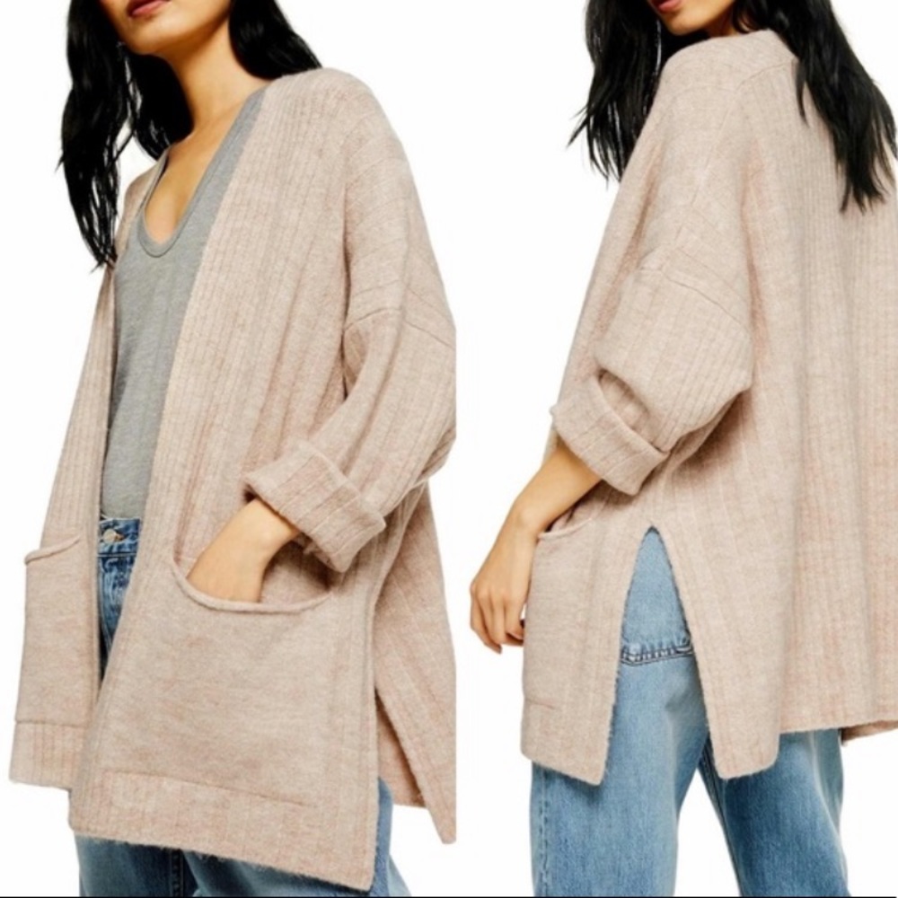 Topshop | Long Cardigan | Oatmeal | Size 12